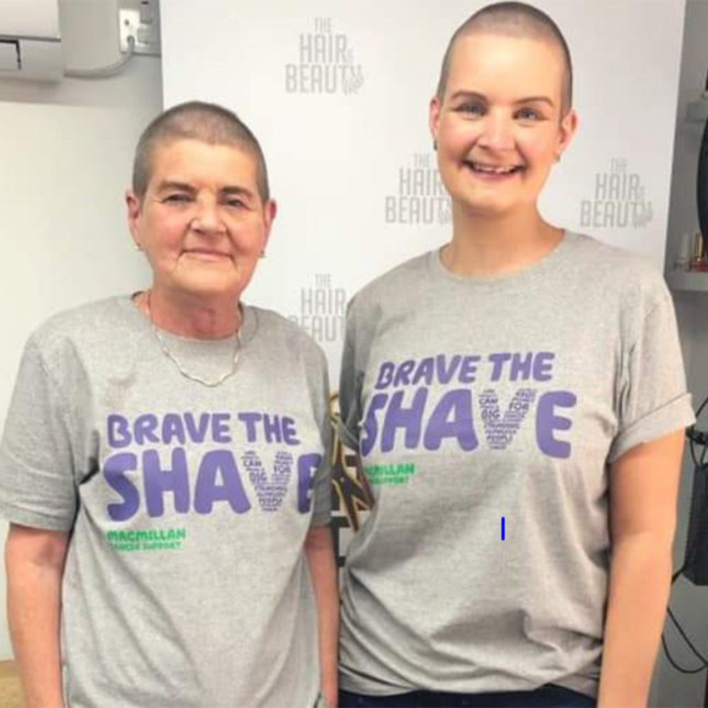 Mum and adult daughter with shaved heads