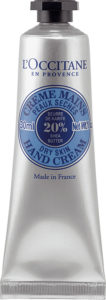 Silver tube with blue circle logo Creme Mains hand cream