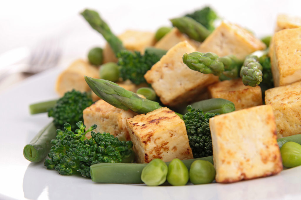 grilled tofu and vegetables; 