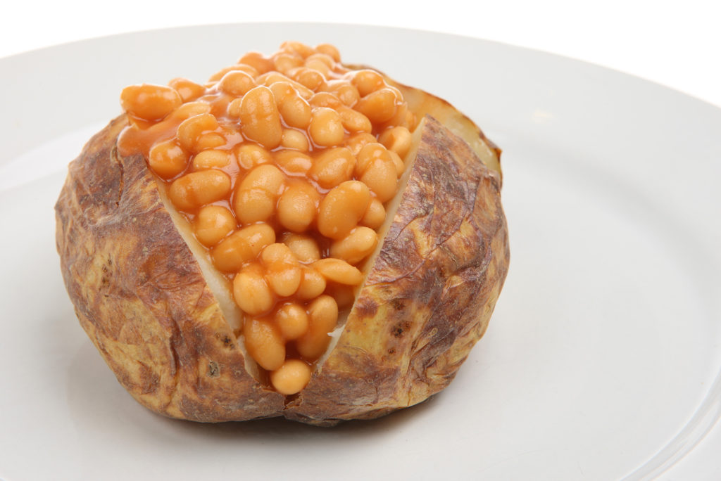 Jacket potato with baked beans; 