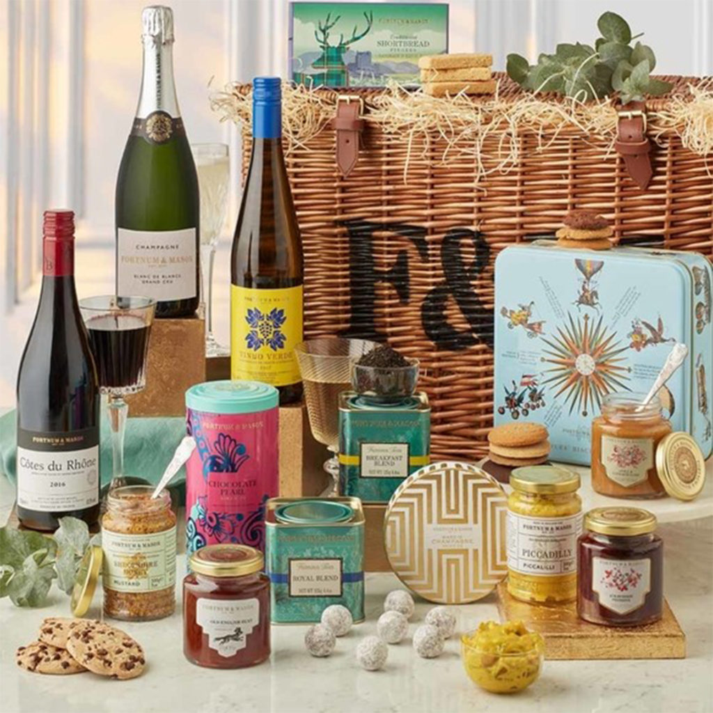 Fortnum & Mason hamper contents including alcohol and luxury food items