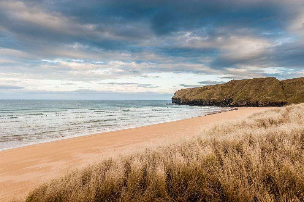 The secluded Strathy Bay beach in the north of Scotland